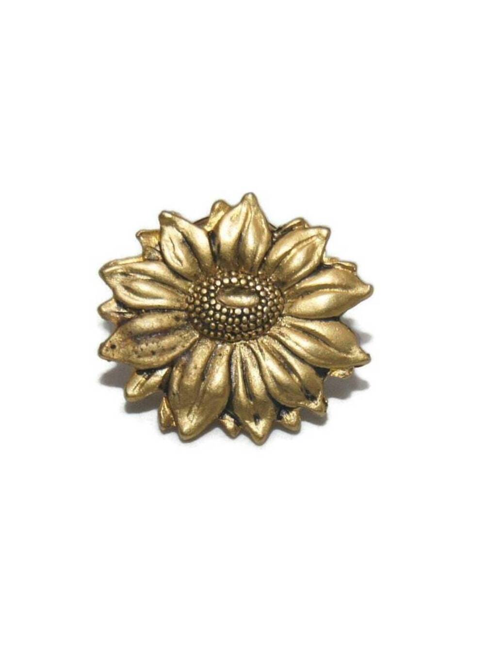 Vintage Gold Tone Flower Lapel Pin.